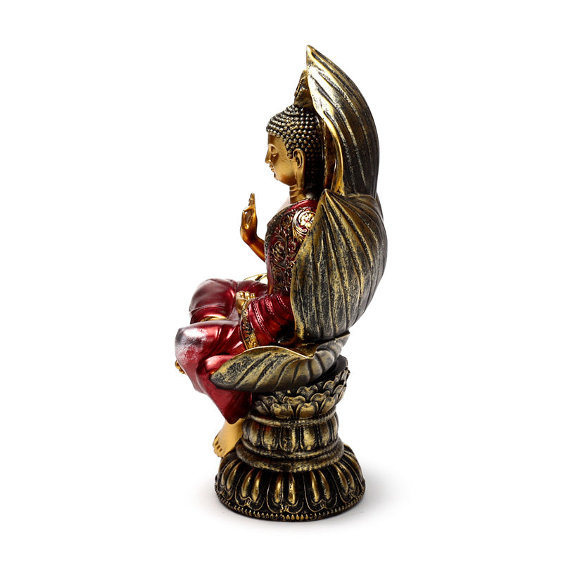 Red & Gold Thai Buddha Seated Lotus BUD386