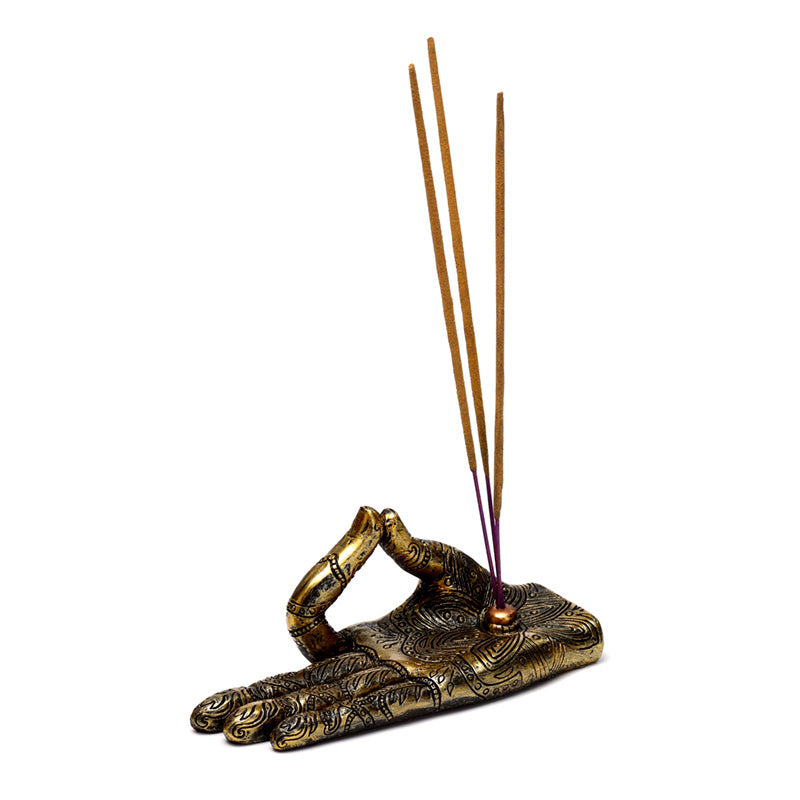 Henna Buddha Hand Ashcatcher Incense Stick Burner BUD387