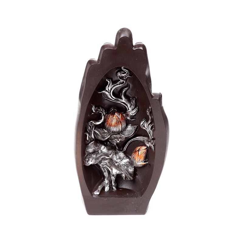 Silver & Black Hand Shaped Carved Lotus BUD390