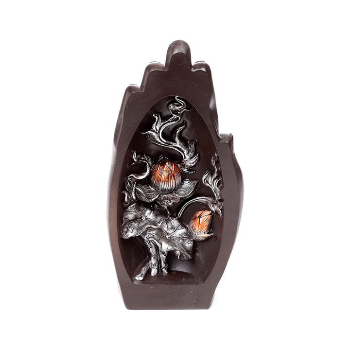 Silver & Black Hand Shaped Carved Lotus BUD390