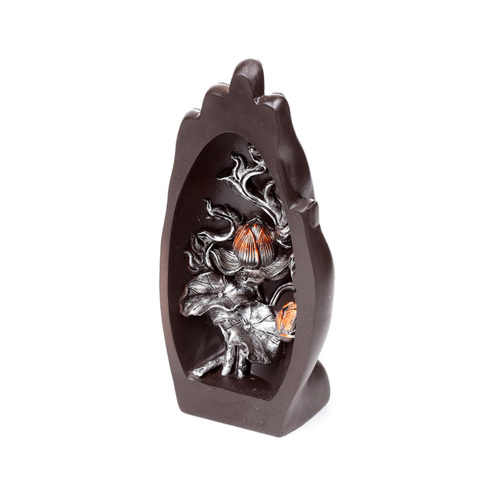 Silver & Black Hand Shaped Carved Lotus BUD390