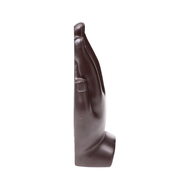 Silver & Black Hand Shaped Carved Lotus BUD390