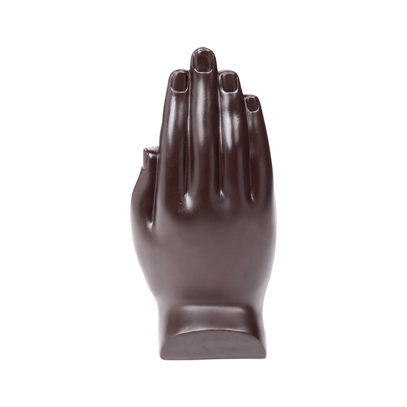 Silver & Black Hand Shaped Carved Lotus BUD390