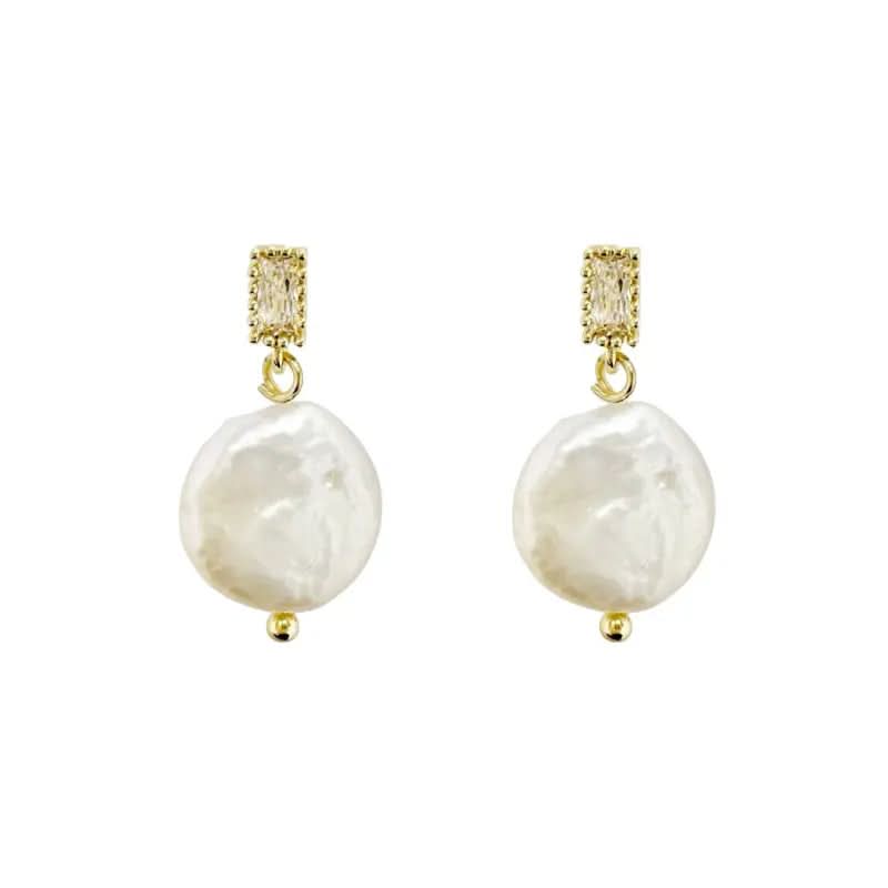 Baroque Pearl Drop Stud Earrings