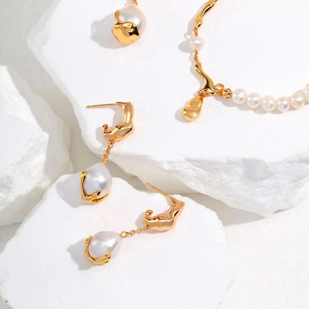 Baroque Pearl Hook Dangle Earrings