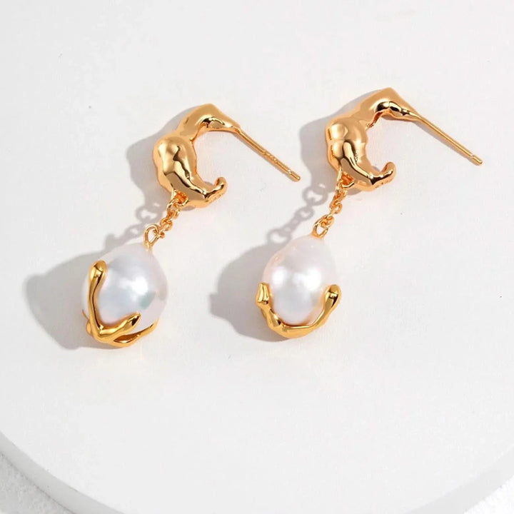 Baroque Pearl Hook Dangle Earrings