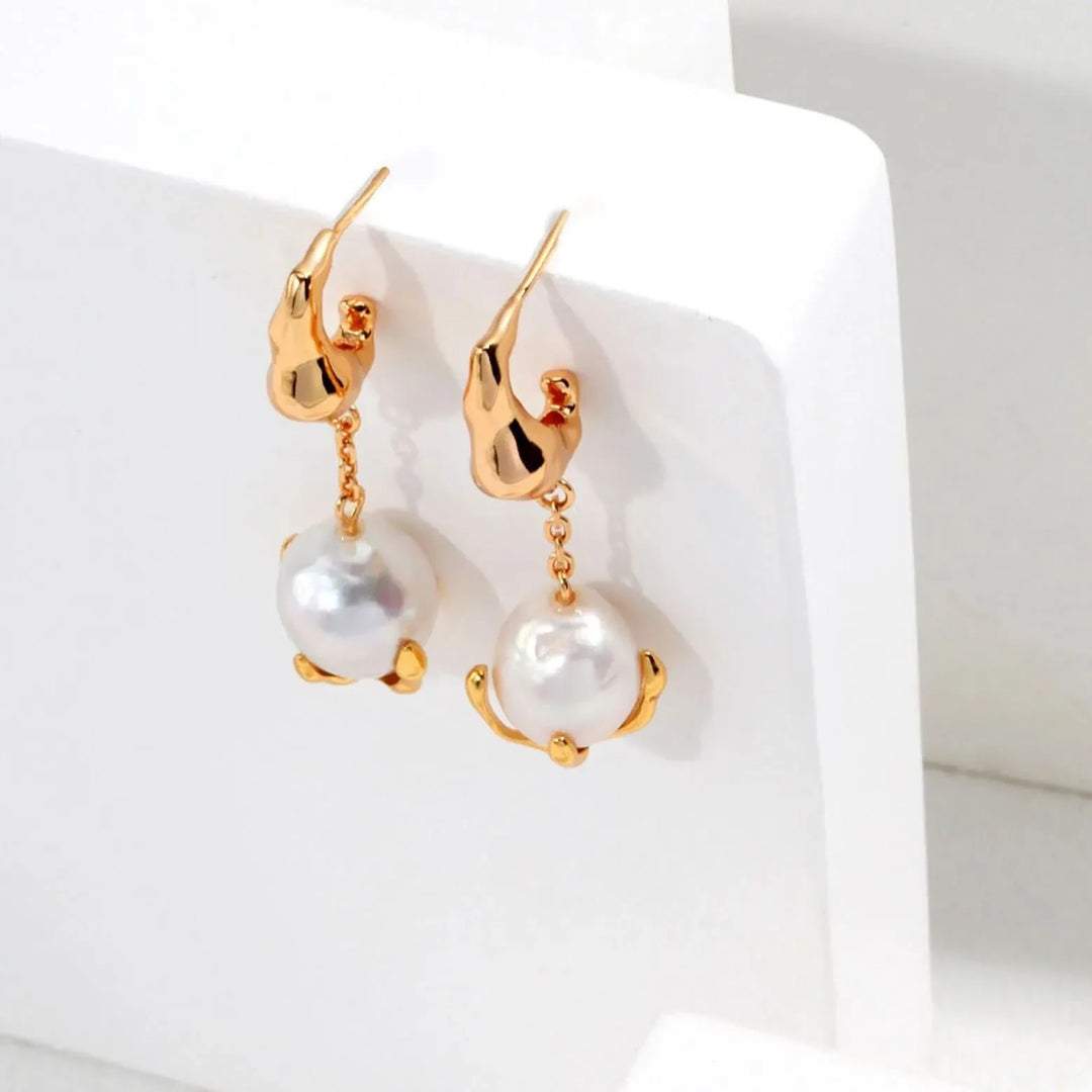 Baroque Pearl Hook Dangle Earrings