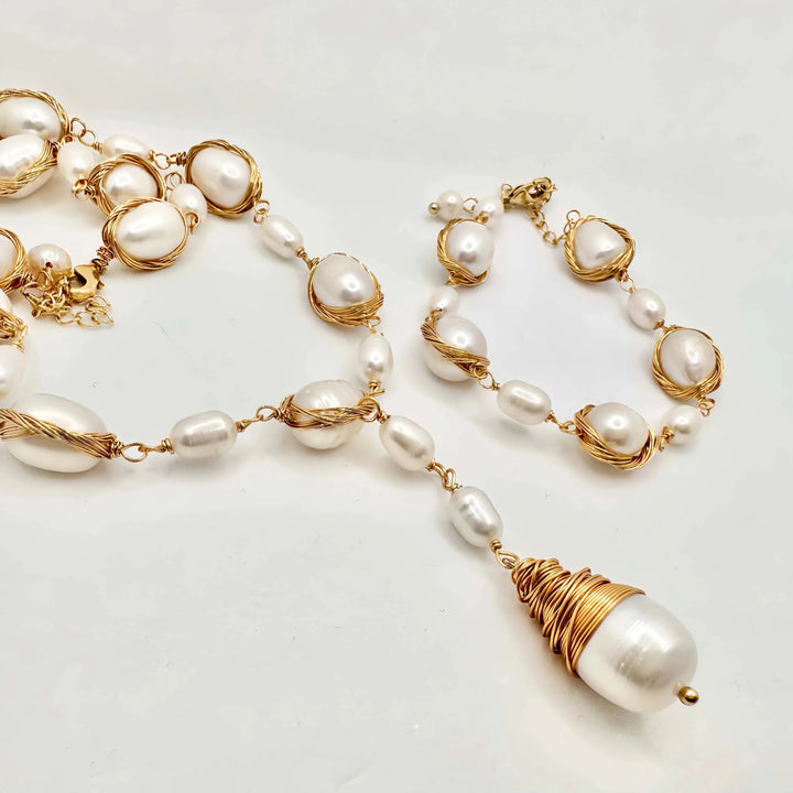 Gold Plated Sliver Pearl Bracelet