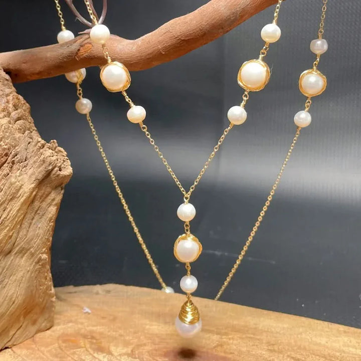 Baroque Pearl Necklace with Pearl Pendant