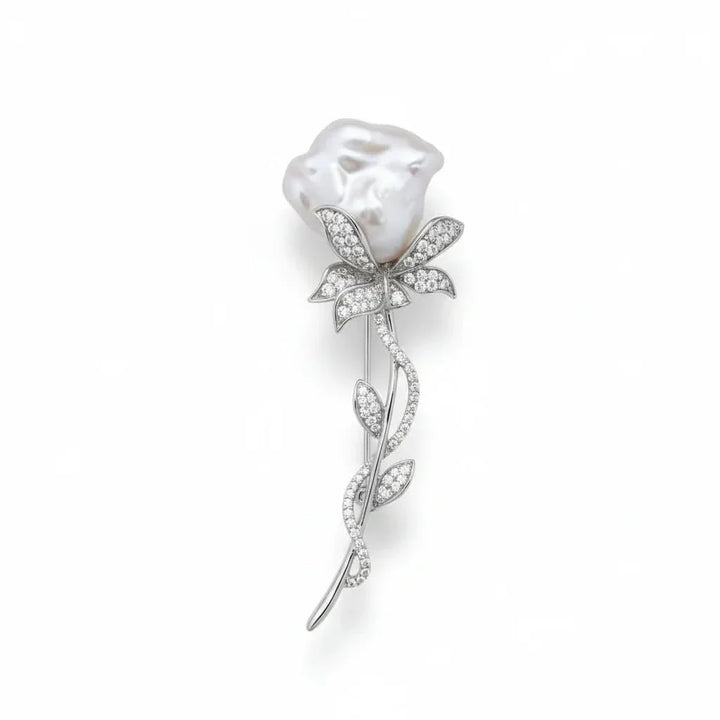 Baroque Pearl Rose Brooch