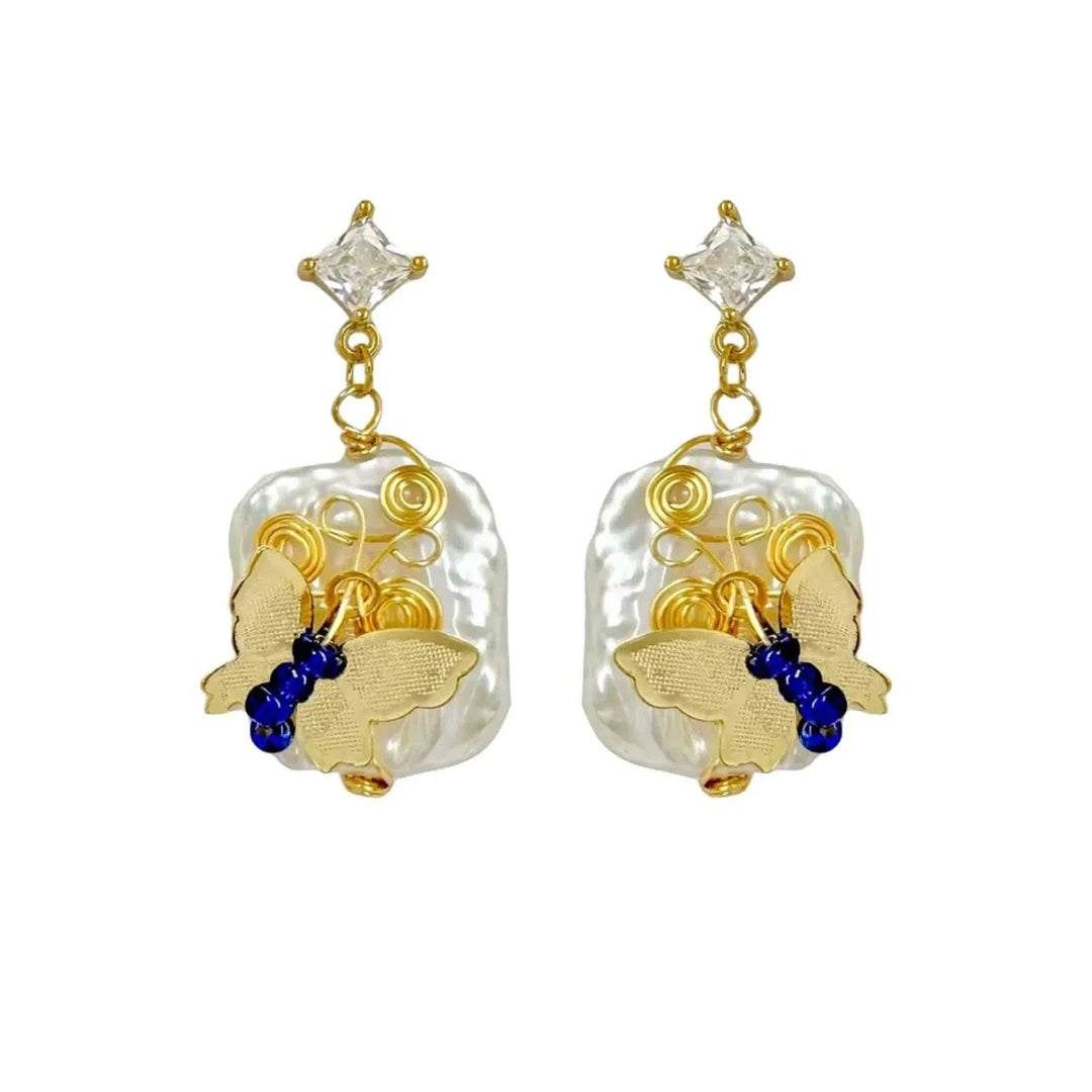 Gold vermeil Baroque pearl drop earrings