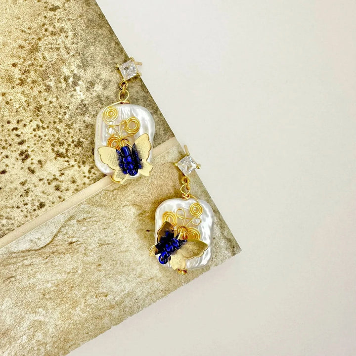 Gold vermeil Baroque pearl drop earrings