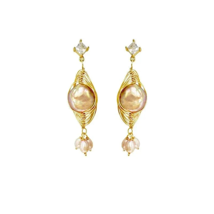 Baroque Pearl White Diamond Earrings