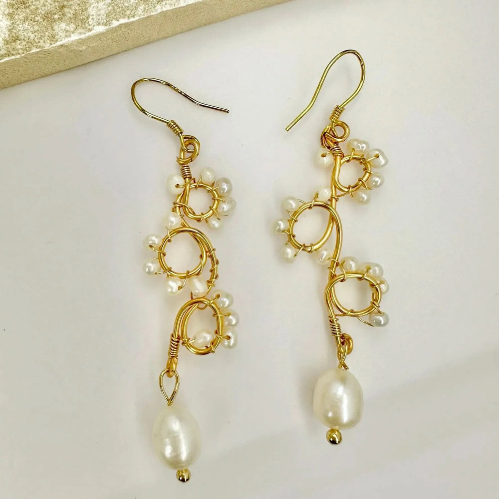 Looped Gold Vermeil Pearl Earrings