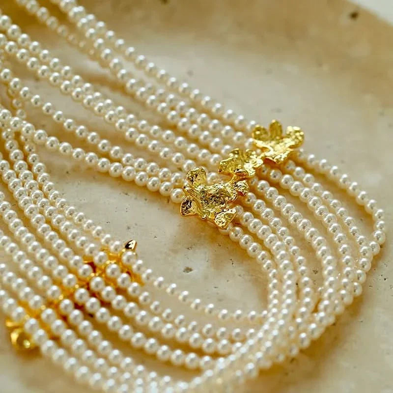 Beaded Multi-Strand Freshwater Pearl Choker Necklace