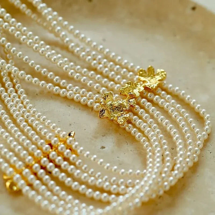 Beaded Multi-Strand Freshwater Pearl Choker Necklace