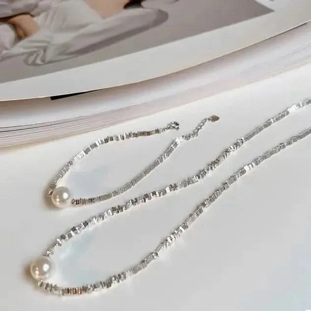 Beaded Silver Freshwater Pearls Necklace