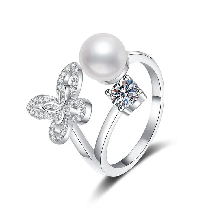 Butterfly Freshwater Pearl Diamond Ring