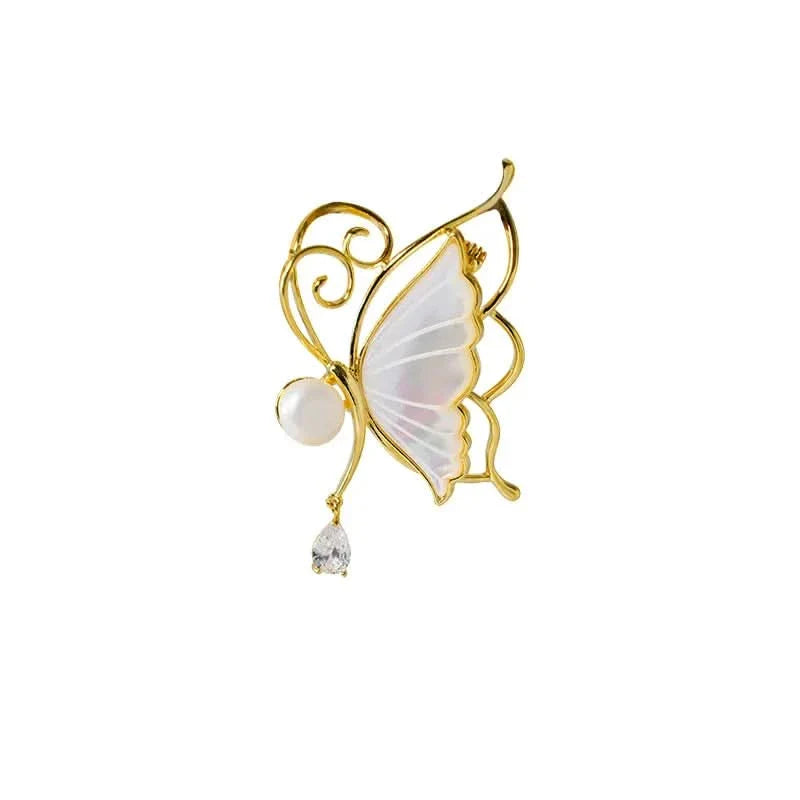 Butterfly Mother-of-Pearl Carved Brooch