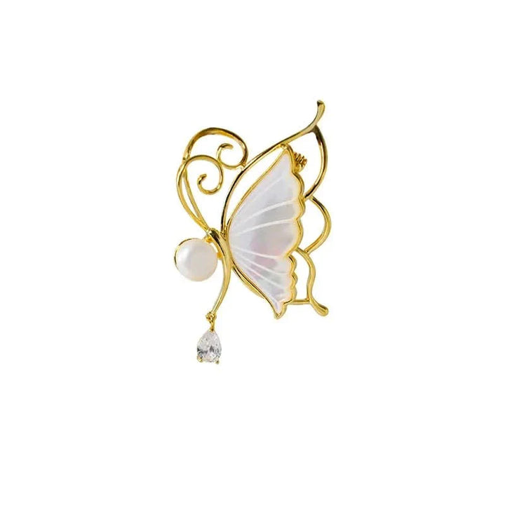 Butterfly Mother-of-Pearl Carved Brooch