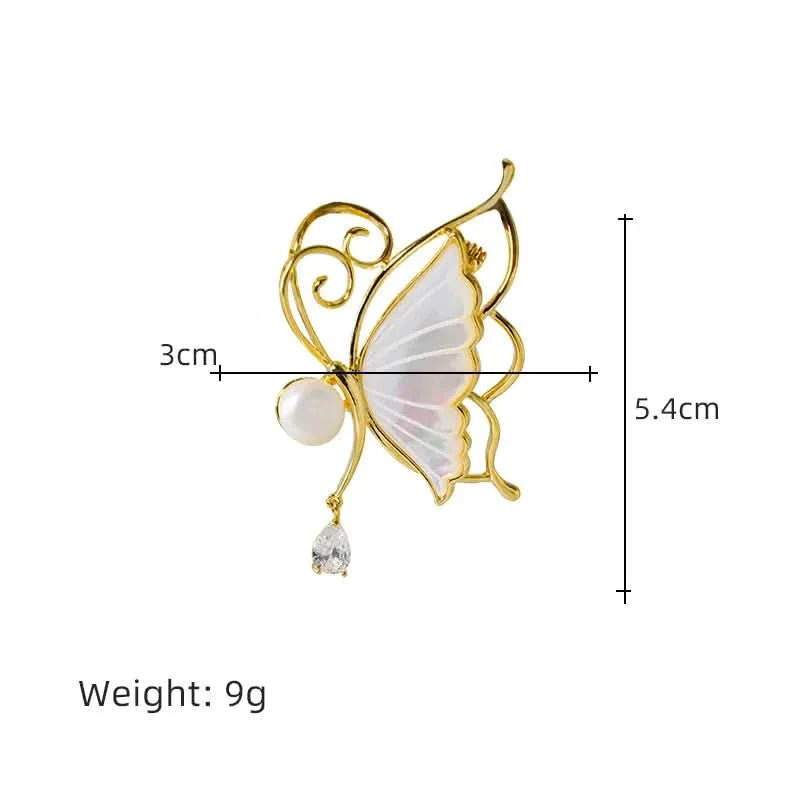 Butterfly Mother-of-Pearl Carved Brooch