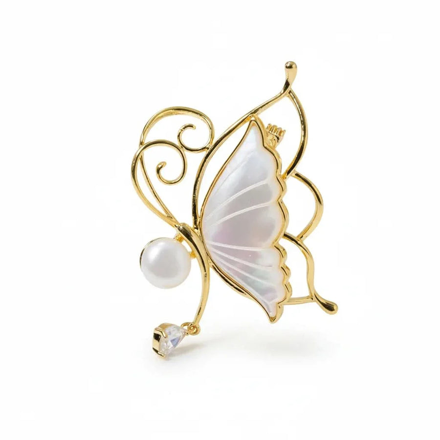 Butterfly Mother-of-Pearl Carved Brooch