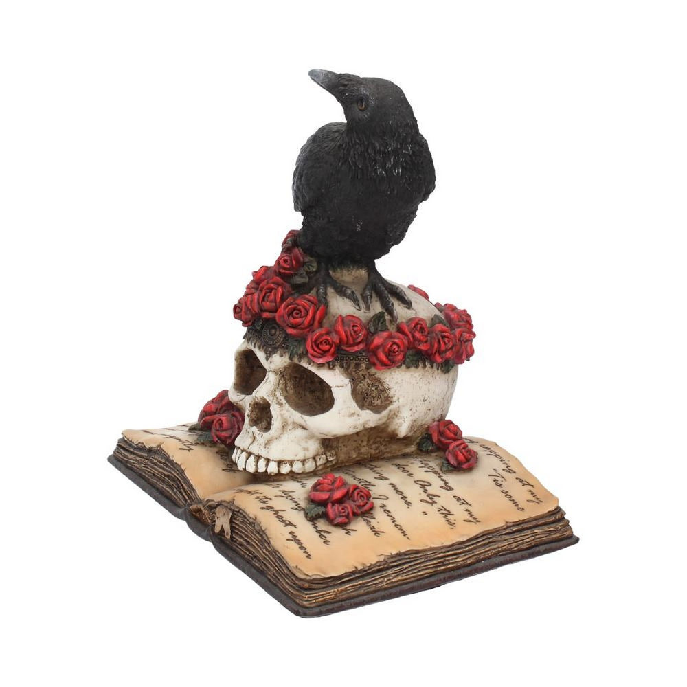 Heartaches Reflection Raven Figurine Skull Rose Valentine Ornament C0748C4