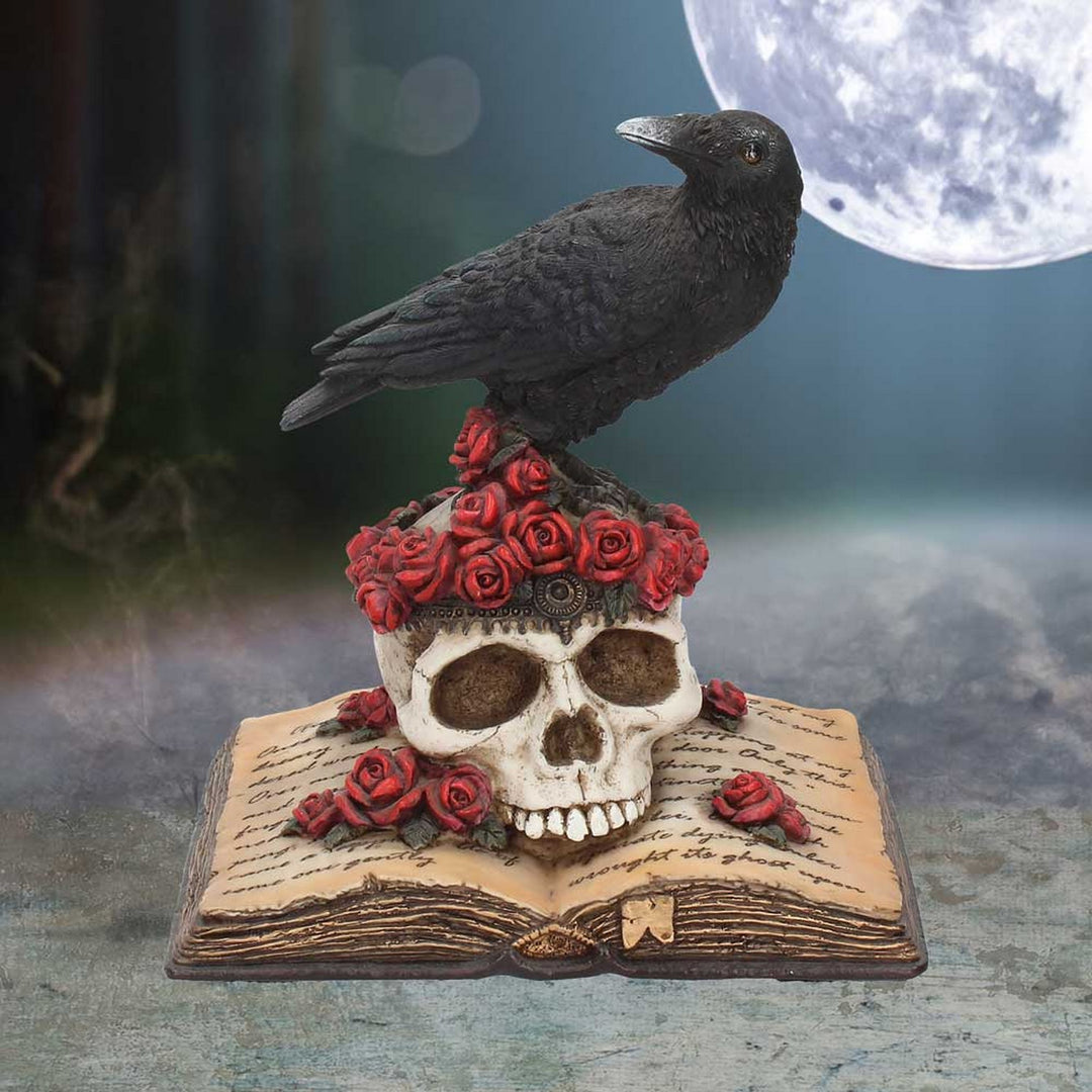 Heartaches Reflection Raven Figurine Skull Rose Valentine Ornament C0748C4