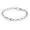 A silver chain link bracelet with a combination of oval links, a polished bar link, and a small round charm, displayed on a clean white background.
