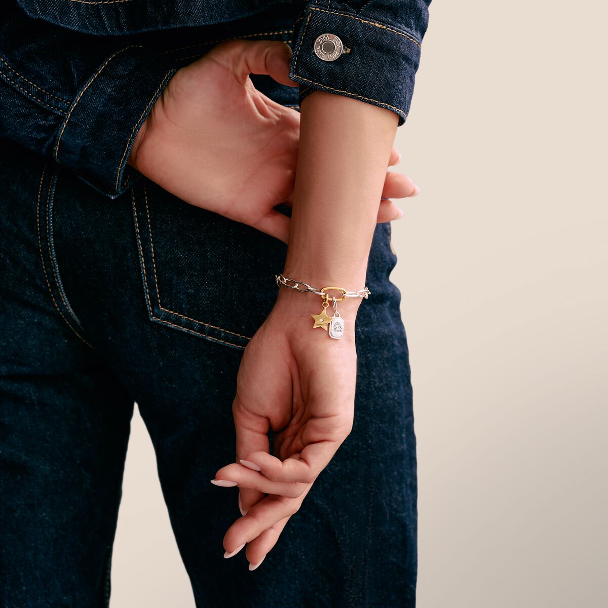 Thomas Sabo Charm Club Charming Connect Sterling Silver Bicolour Link Bracelet C1204-413-7