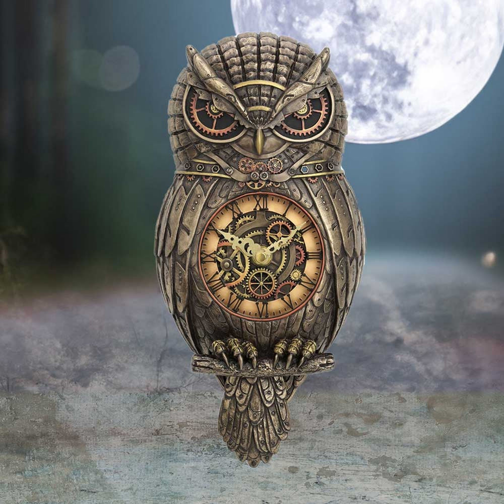 Chronology Wisdom Steampunk Owl Wall Clock C3774K8