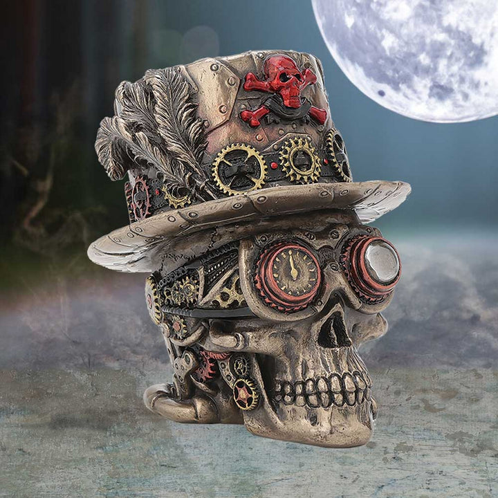 Steampunk Clockwork Baron Skull Figurine Ornament C4960R0