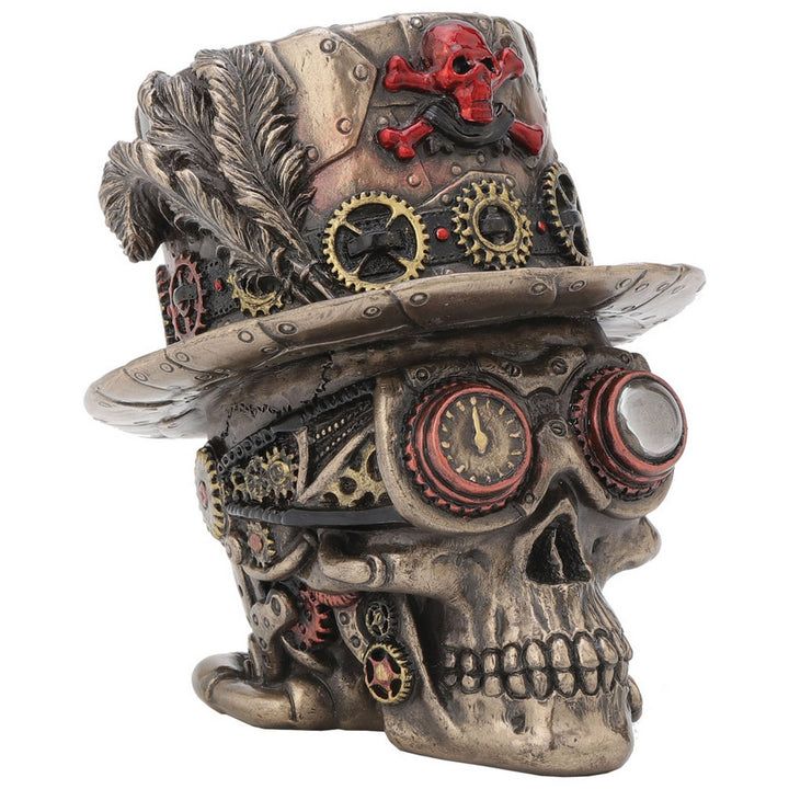 Steampunk Clockwork Baron Skull Figurine Ornament C4960R0