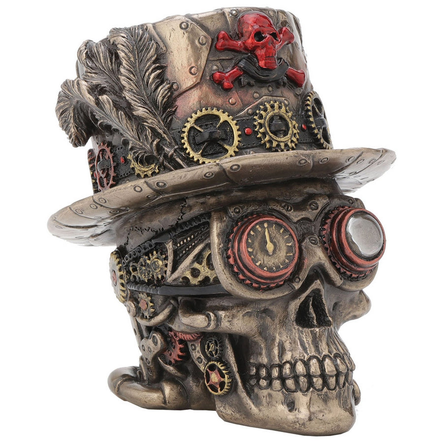 Steampunk Clockwork Baron Skull Figurine Ornament C4960R0