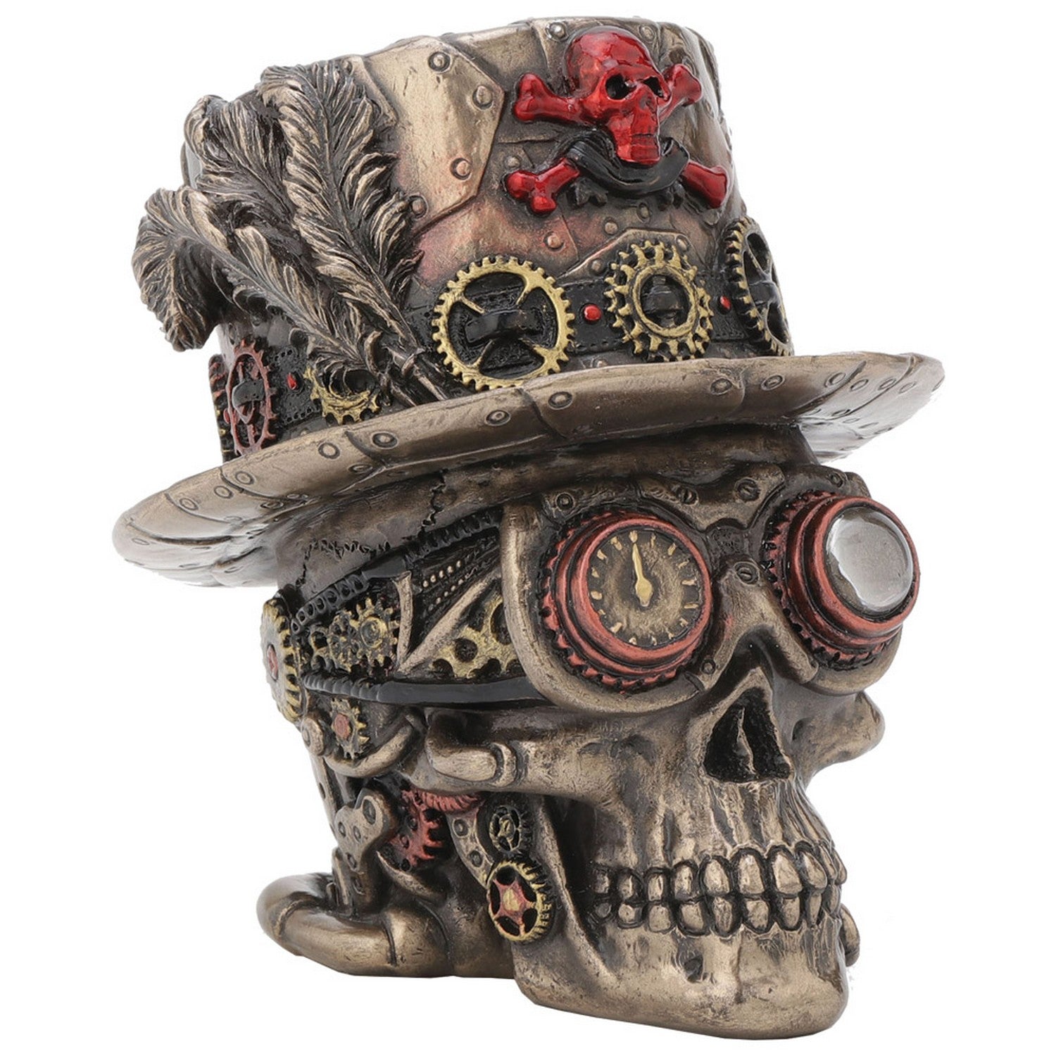 Steampunk Clockwork Baron Skull Figurine Ornament C4960R0