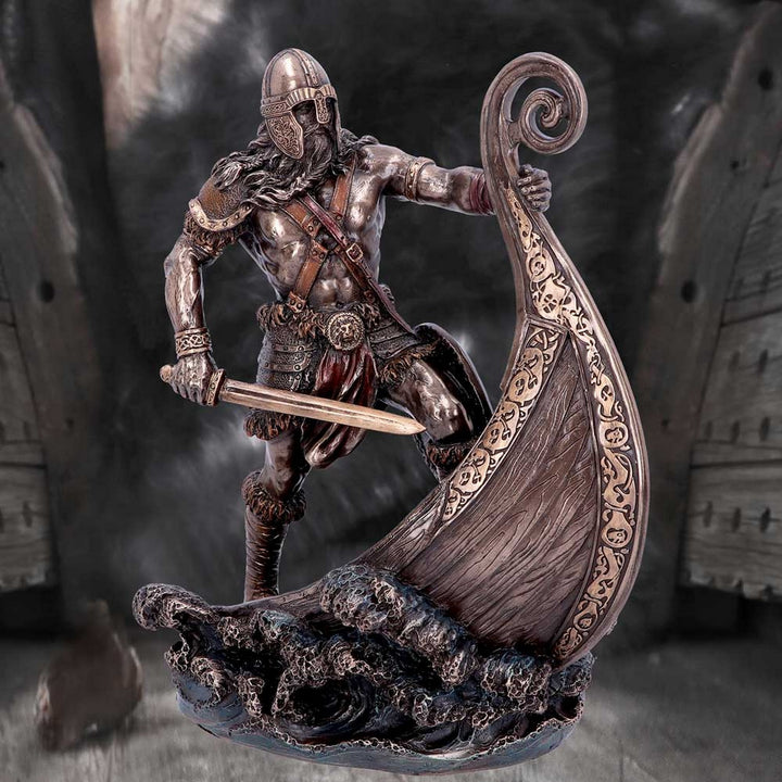 Bronzed Halvor Viking Longship Figurine C4962R0