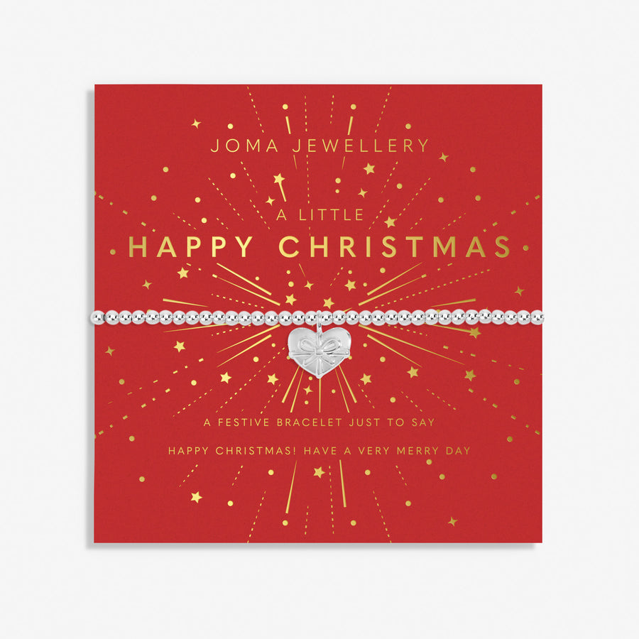 a red christmas card with a heart on it