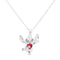 Silver pendant of a cartoon character holding a red heart on a white background