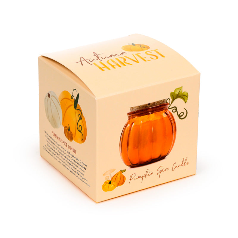 Autumn Harvest Pumpkin Spice Shaped Soy Wax Glass Candle Jar CAND101