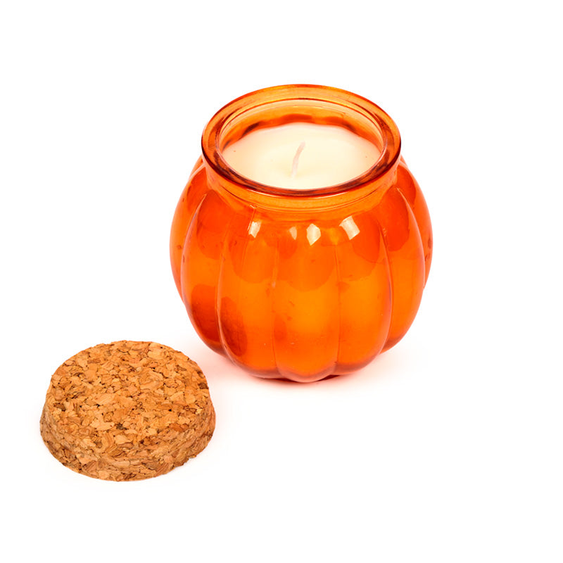 Autumn Harvest Pumpkin Spice Shaped Soy Wax Glass Candle Jar CAND101
