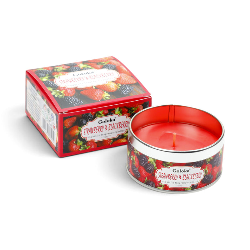 Goloka Strawberry & Blackberry Wax Candle Tin CAND116