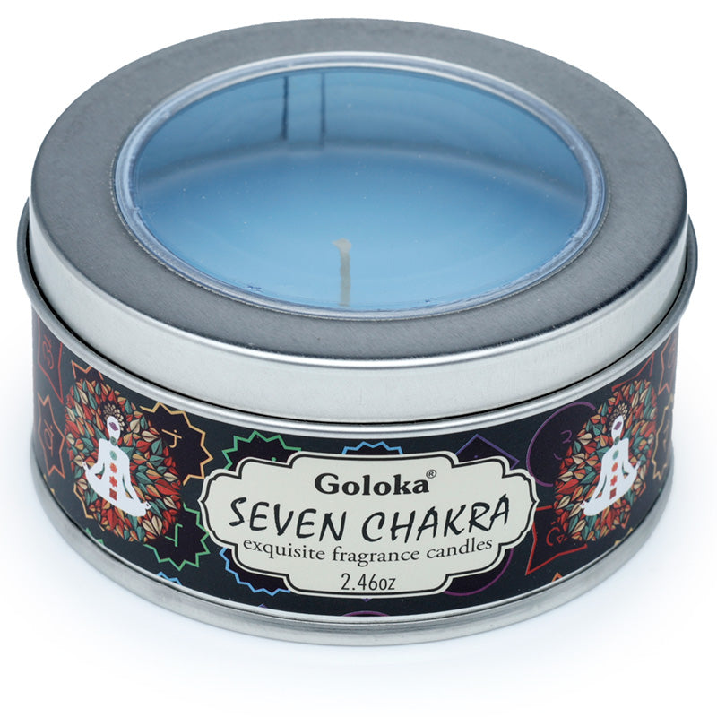 Goloka Seven Chakra Wax Candle Tin CAND96