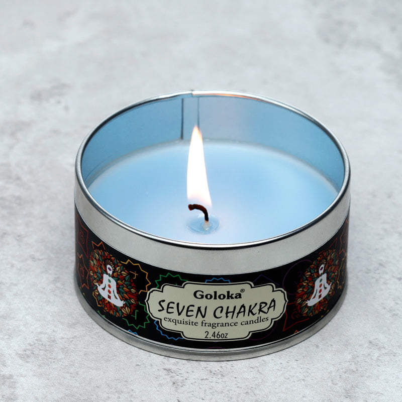 Goloka Seven Chakra Wax Candle Tin CAND96