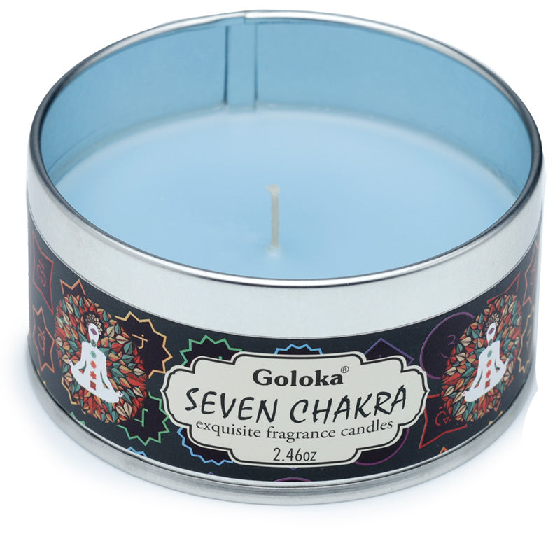 Goloka Seven Chakra Wax Candle Tin CAND96