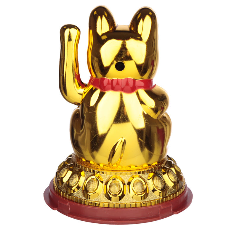 Maneki Neko Golden Lucky Waving Cat Solar Pal CAT196