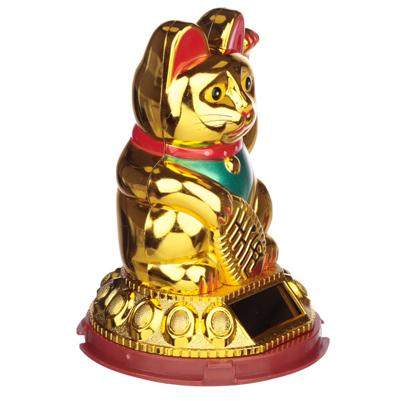 Maneki Neko Golden Lucky Waving Cat Solar Pal CAT196
