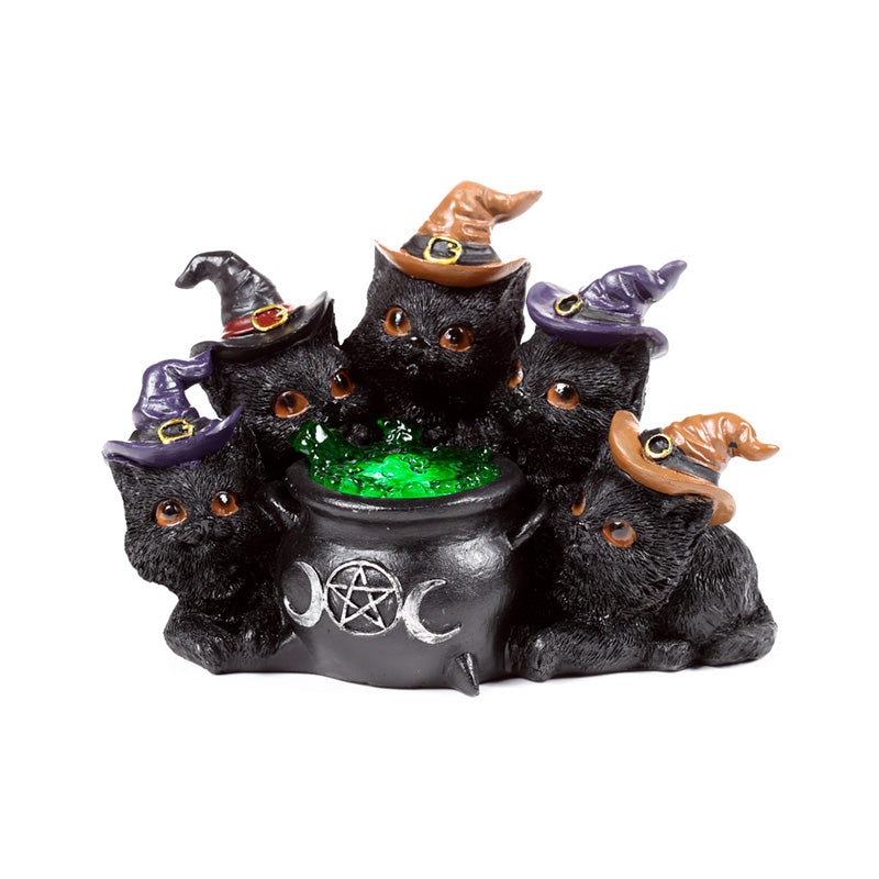 Witches Magical Black Cat LED Bubbling Cauldron CAT197