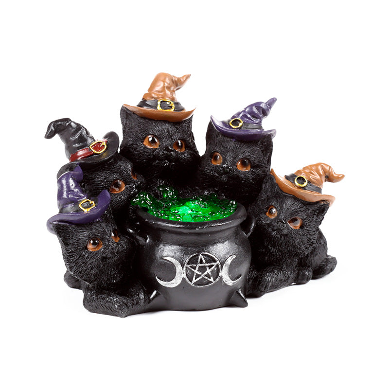 Witches Magical Black Cat LED Bubbling Cauldron CAT197