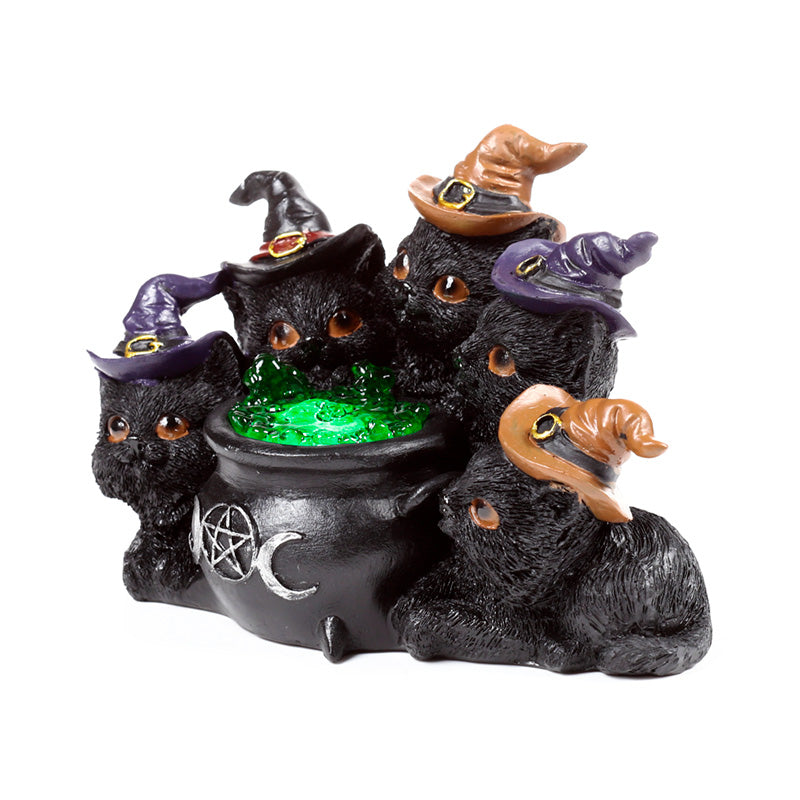 Witches Magical Black Cat LED Bubbling Cauldron CAT197