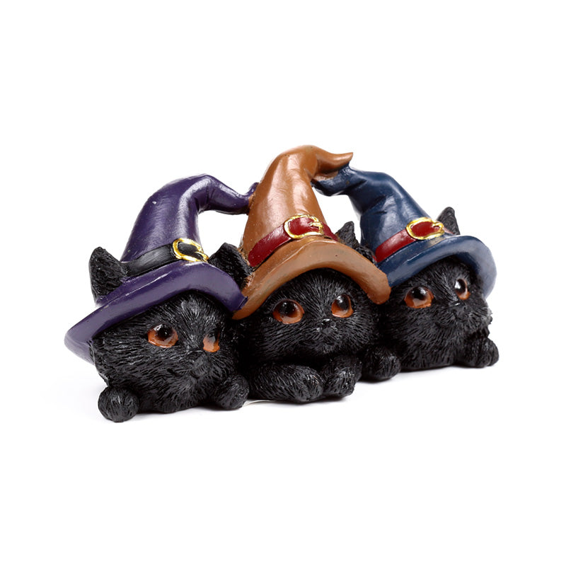 Witches Magical Black Cat Trio in Witches Hats CAT198